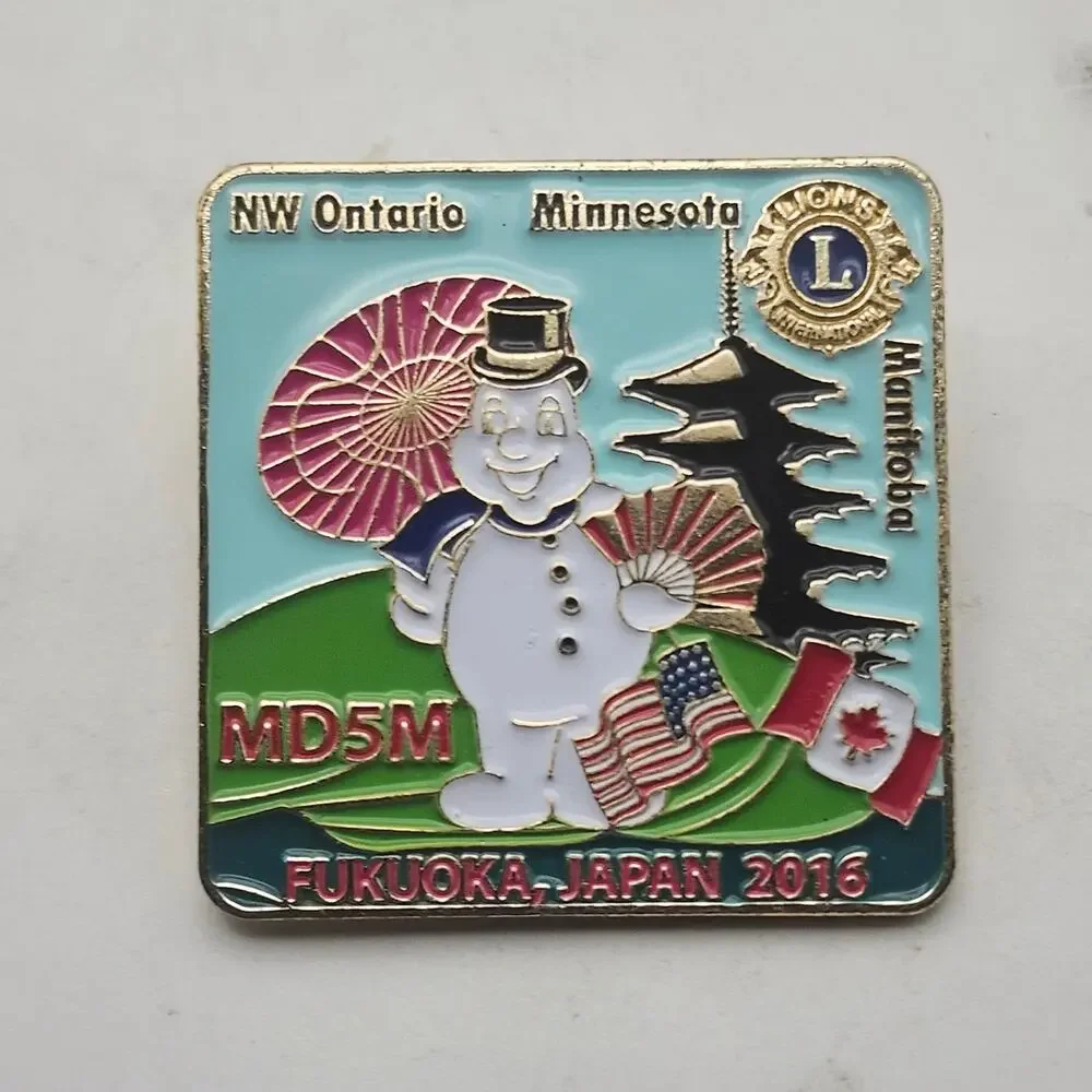 Lions Club MD5M Fukuoka Japan 2016 Snowman Enamel Pin Minnesota Manitoba Ontario